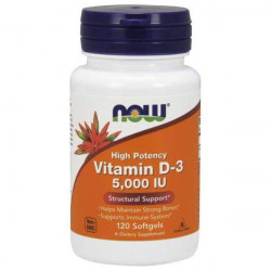 NOW Foods D3-vitamiini 125 ug, 120 kaps
