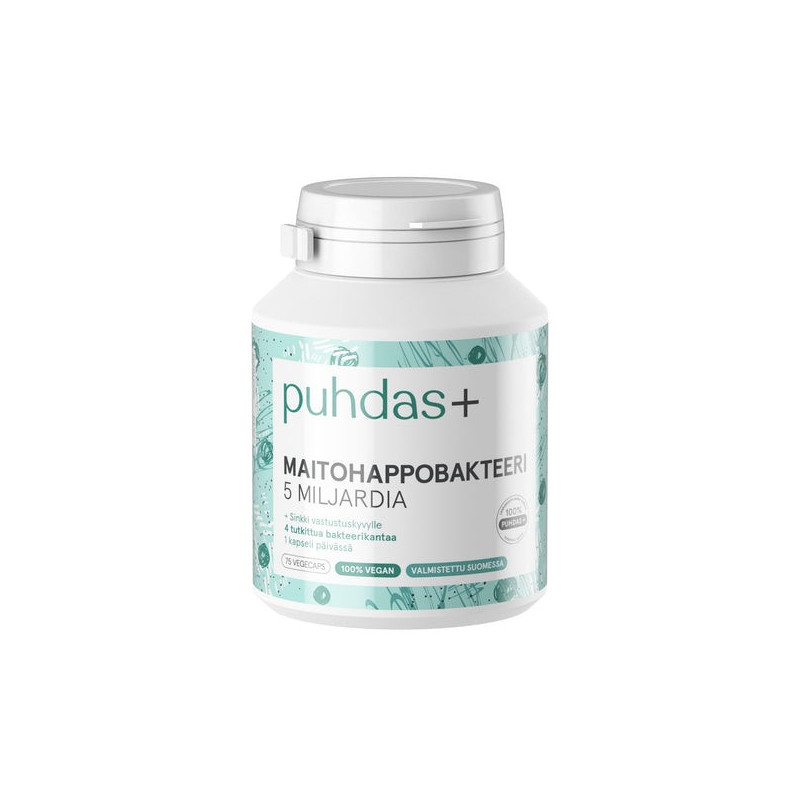 Maitohappobakteeri 5 mrd, 75 kaps, Puhdas+