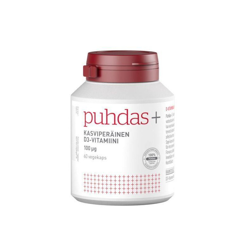 Vegetabiliskt Vitamin D3 100 μg, 60 kaps, Puhdas+