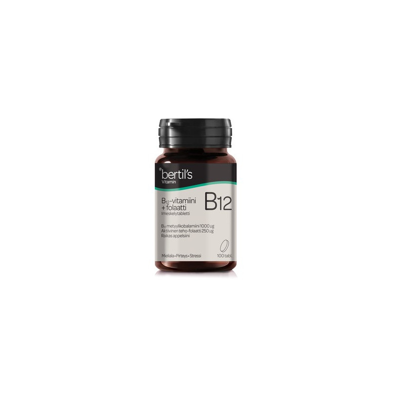 Vitamin B12 + Folat 100 tabl, Bertil´s