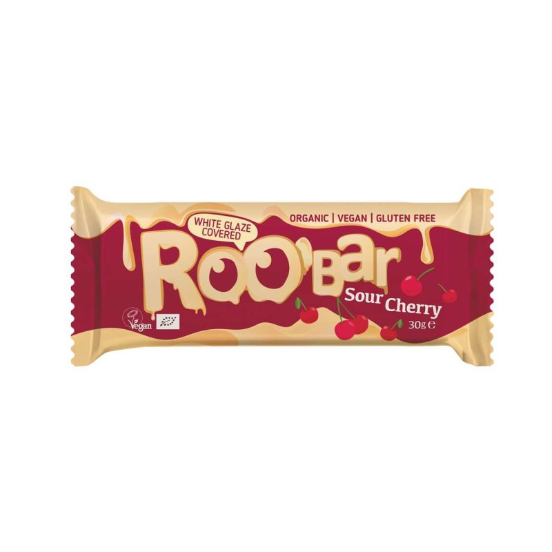 White Chocolate Covered Sour Cherry Bar 30g, Roobar