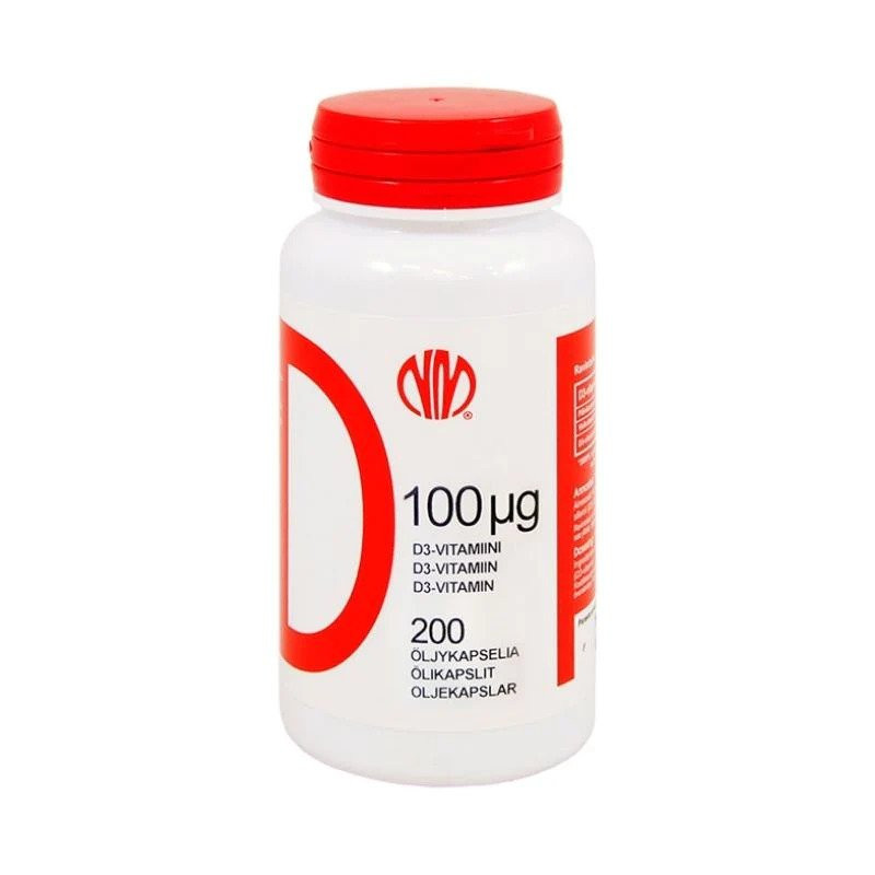 D3-vitamiini 100µg 200 kaps D3-vitamiini 100µg 200 kaps