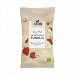 Valkosuklaamansikka 50g, Luomu