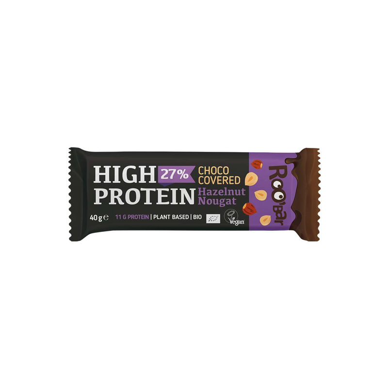 Suklaakuorrutteinen proteiinipatukka hasselpähkinä-nugaa 40g, Roobar