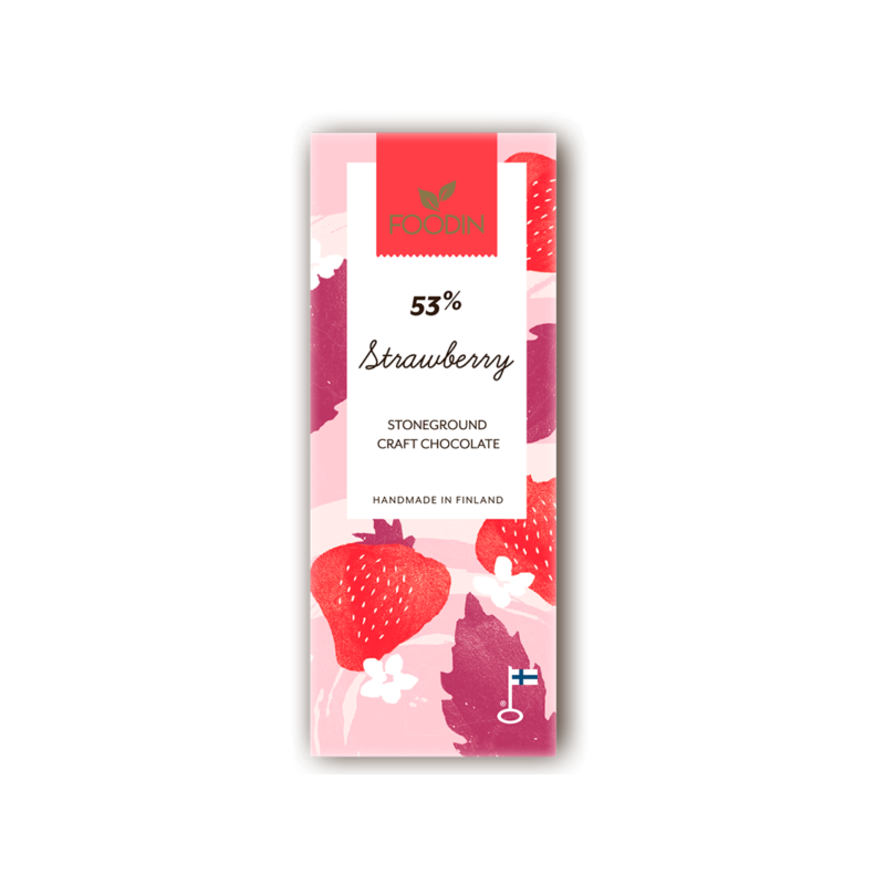 Raakasuklaa mansikka 53%, 40g, Luomu