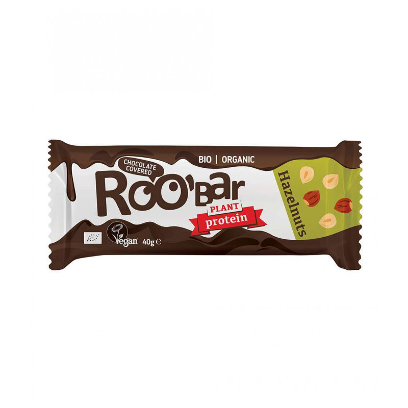 Hazelnut Protein Bar Covered With Chocolate 40g, Roobar