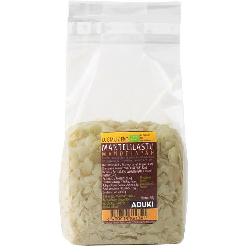Mantelilastu 150 g, Luomu Mantelilastu 150 g, Luomu