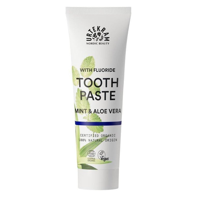 Mint tandkräm med Aloe & Flouride, 75 ml, Urtekram