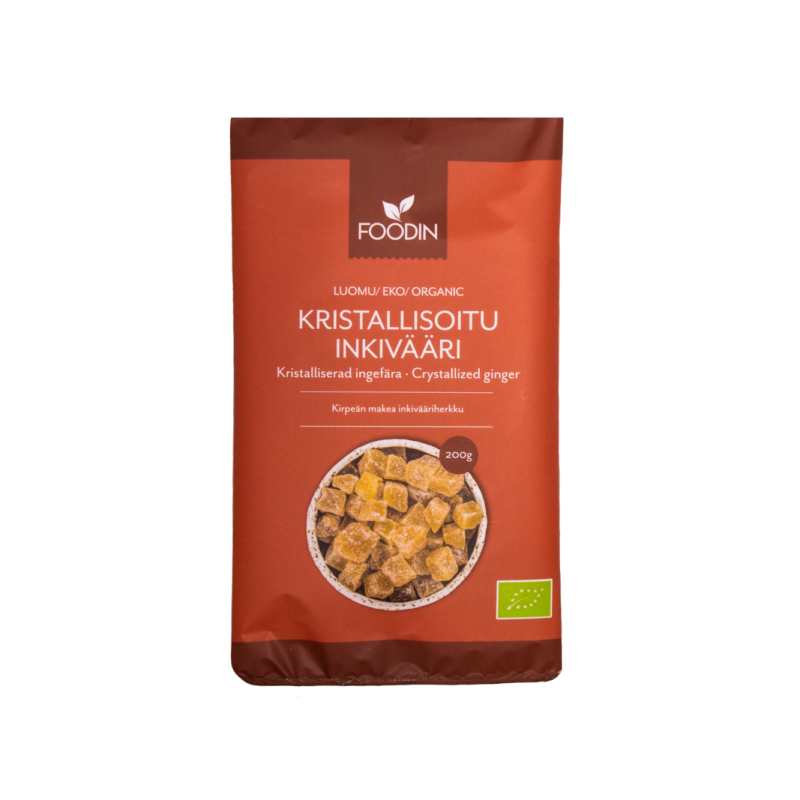 Kristallisoitu inkivääri, Luomu, 200g